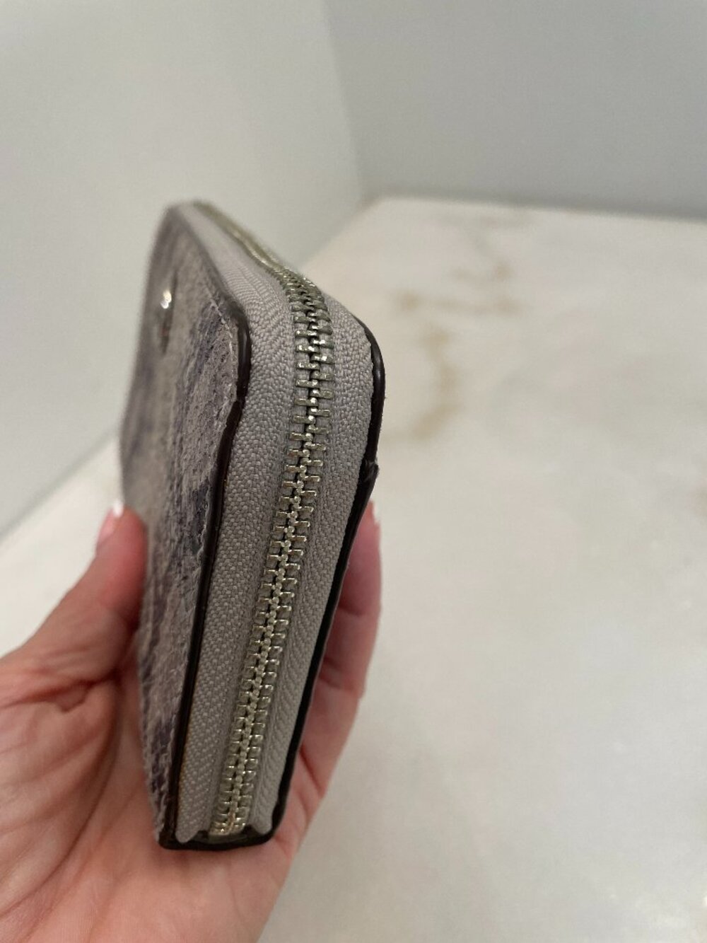 Coach Gray Snakeskin Leather Accordion Style Zip Around Wallet - Picture 5 of 16